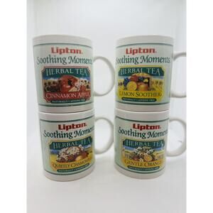 VINTAGE Lipton Herbal Tea"Soothing Moments" ADVERTISING 4 Mugs